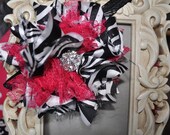 Zebra Bloom couture vintage inspired fabric rosette headband with large zebra and hot pink flower