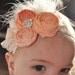 Peachy Kein couture vintage inspired fabric rosette headband for baby or girl