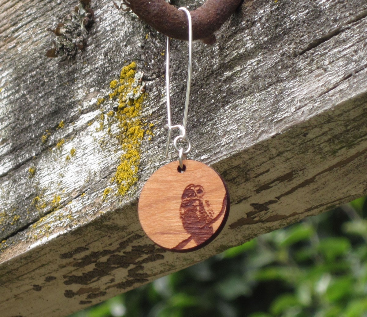 Owl Wood Earring (Small)  - Kidney Hook