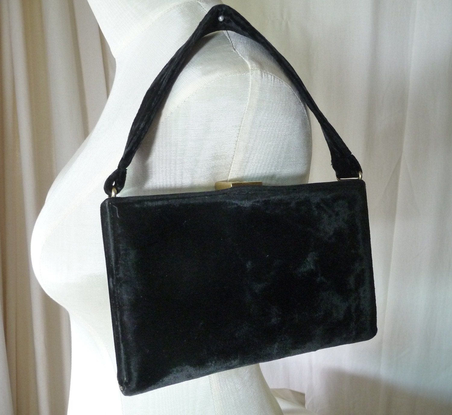Petite 1940s Black Velvet Handbag Holiday Special Occasion