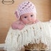 Newborn Baby Hat Beanie -  Pink with Ecru Rose Pink Flower, Leaf and Rhinestone Button - Infant, Toddler and Children sizes available