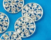 10  Pieces 19 mm Round Crystal Clear  Glass Rhinestones   Metal  Buttons with Flower center. Sewing and Jewelry Making Supply--RSRD 4