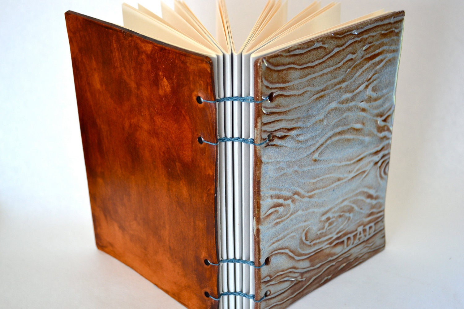 Father's Day -handmade clay journal (medium size) -  Ready to ship