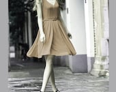 JS131 Cute silk spring dress in beige