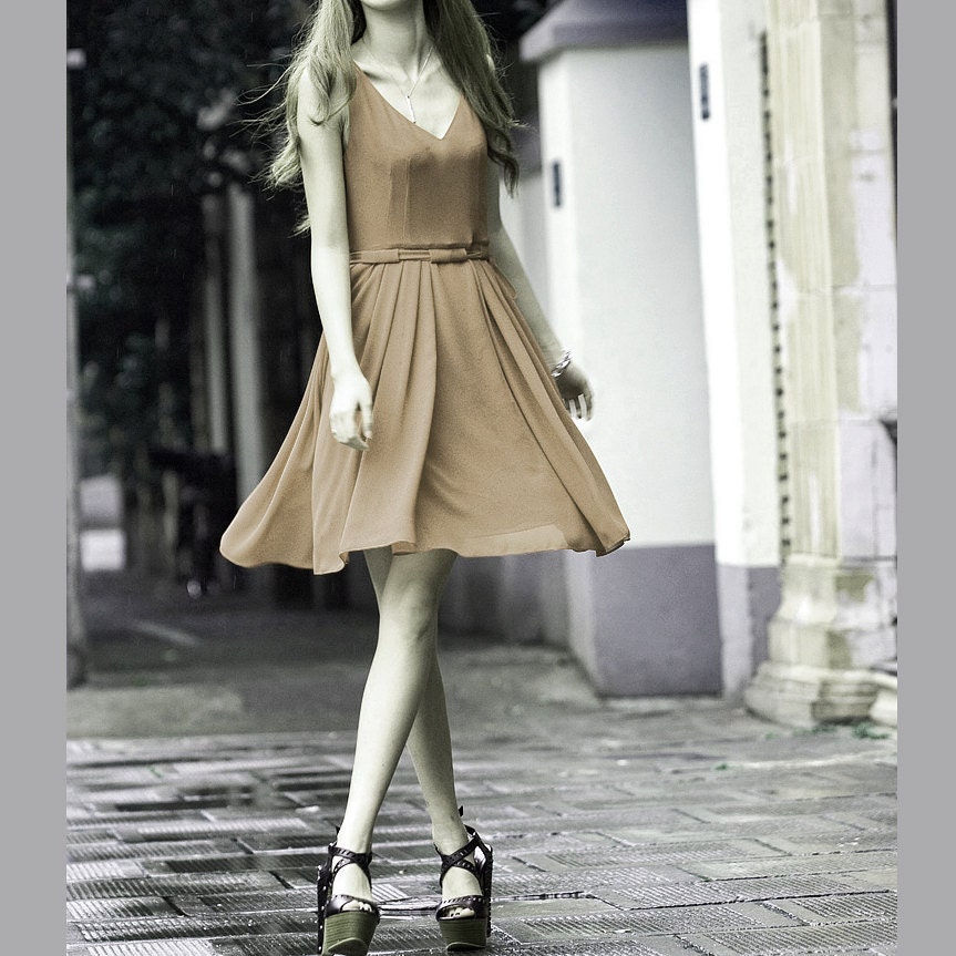 JS131 Cute silk spring dress in gray