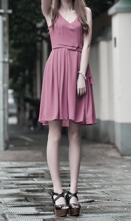 JS131 Cute silk spring dress in gray
