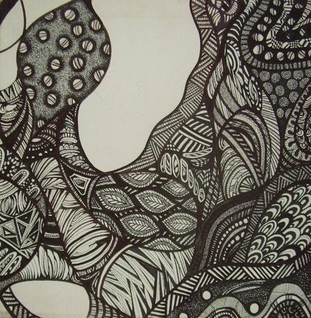 Items similar to Black and White Textile fine line Design 30x30 cm on Etsy