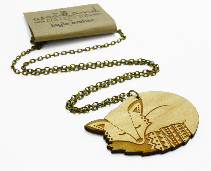 Wooden Fox Necklace