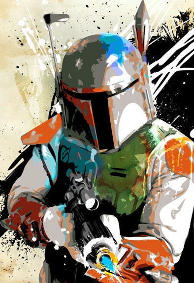 Star Wars Boba Fett - Art Print illustration - Geekery decor - size 8x10