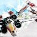 X-Wing fighters Star Wars spaceship illustration - Poster size art print on Canvas 24x36