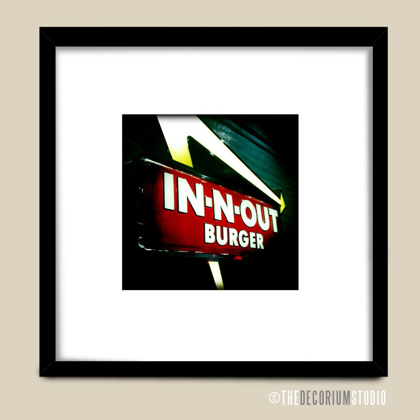 IN-N-OUT summertime dreamy hipster cool americana california burger stand signage Fine Art Photography print 5x5