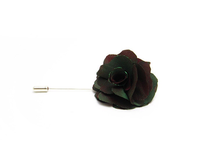Green red Rose lapel pin or Tie pin