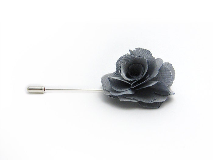 Light grey Rose lapel pin or Tie pin