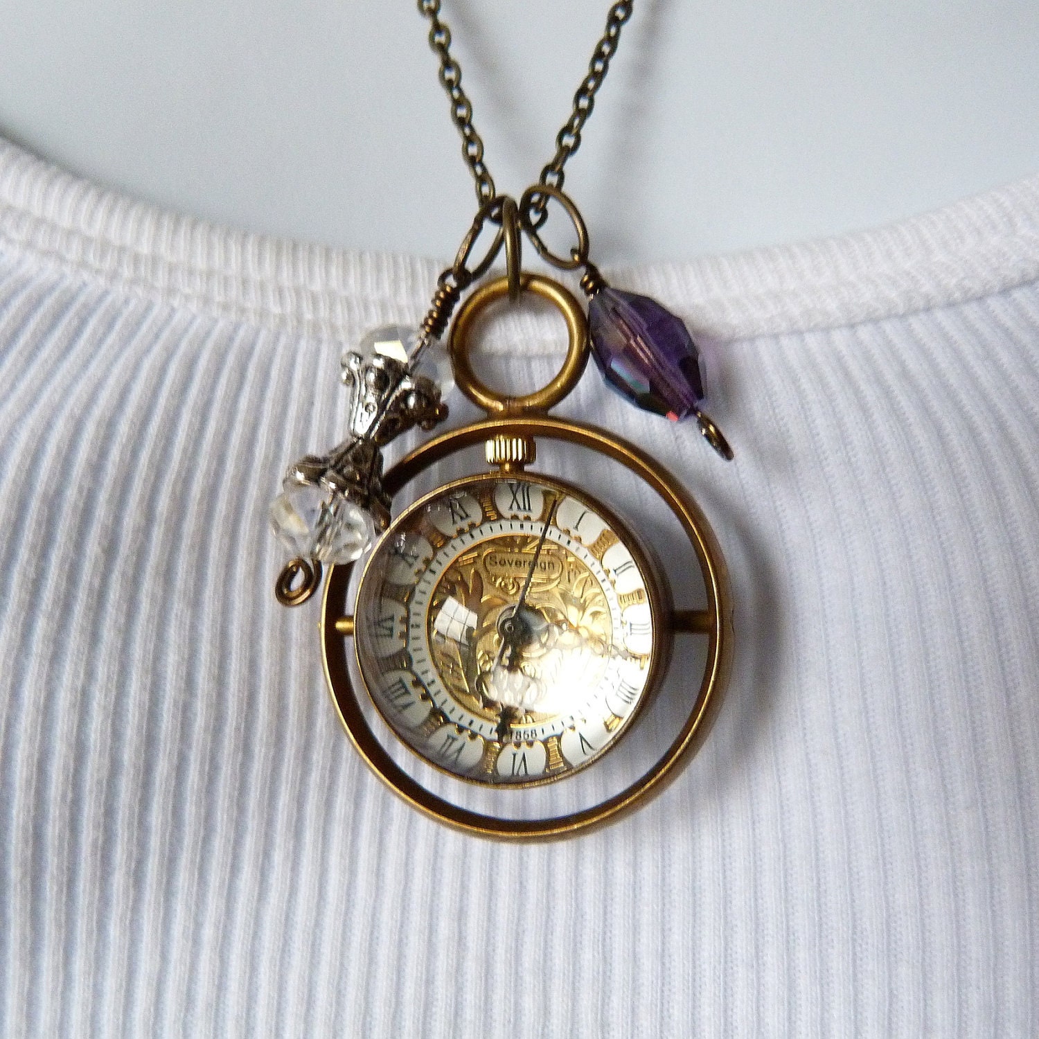 Time Turner - Harry Potter Inspired Steampunk Orb Watch Necklace