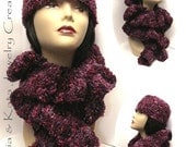 Chic and Versatile Multi-Purple Crochet Hat with matching Scarf