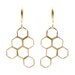 Honey Comb Geometric Earrings Vintage Brass 14k Gold Filled Hexagon  - Honeycomb