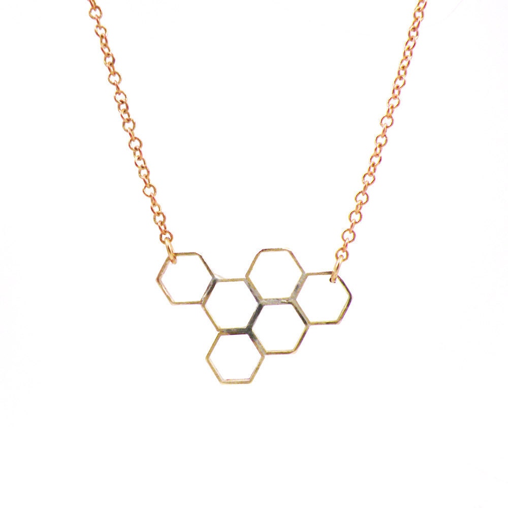 Honey Comb Geometric Earrings Vintage Brass 14k Gold Filled Hexagon  - Honeycomb