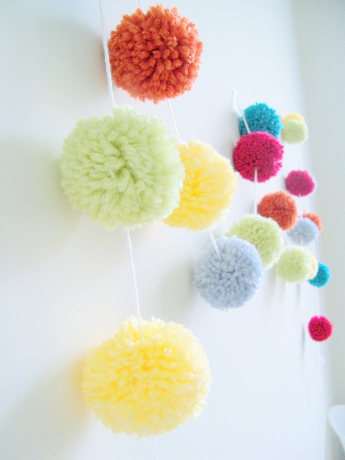 Celebrate & Party Yarn Pom Pom Garland for Party Decor, Banners, Buntings and Photo Props Il_570xn