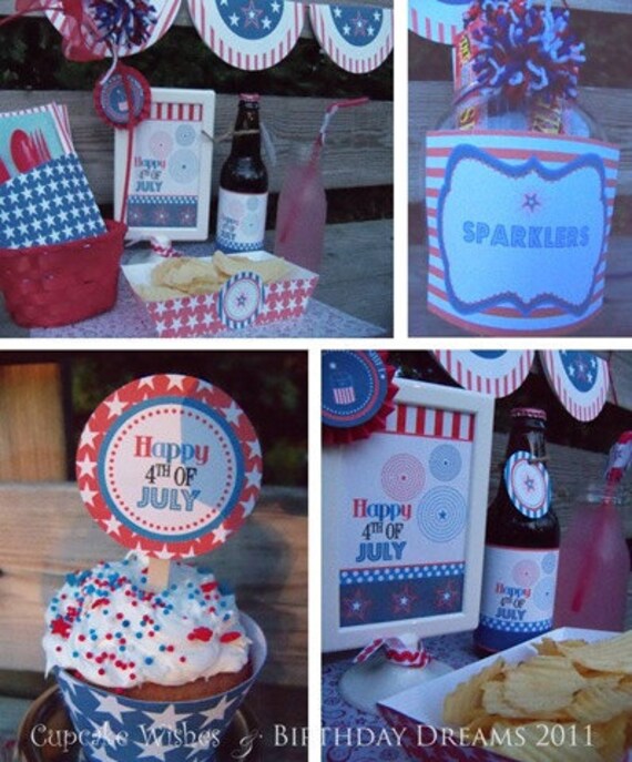 July 4th - Independence Day - Super Deluxe Fireworks Celebration printable party kit Il_570xn