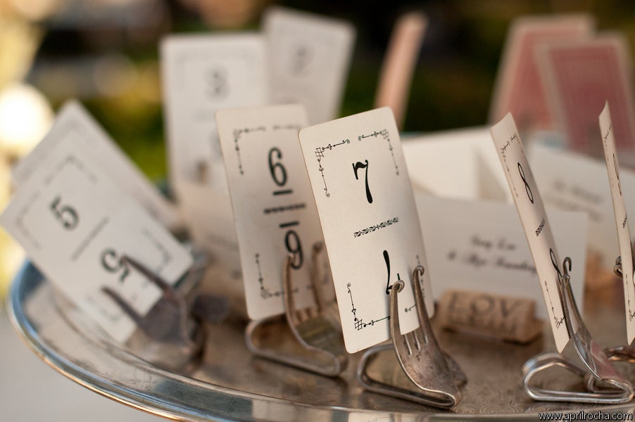 Set of 20 Place Card Holders - Vintage Silver Forks.