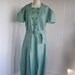1920's Coquette Frock Vintage Dead Stock Green Checkered House Dress, XL,