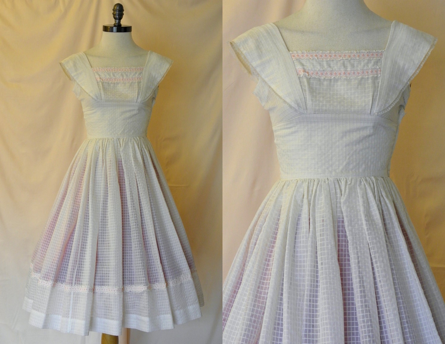 Reserved for Dani 1950's Vintage White Summer Dress XS Retro Rockabilly