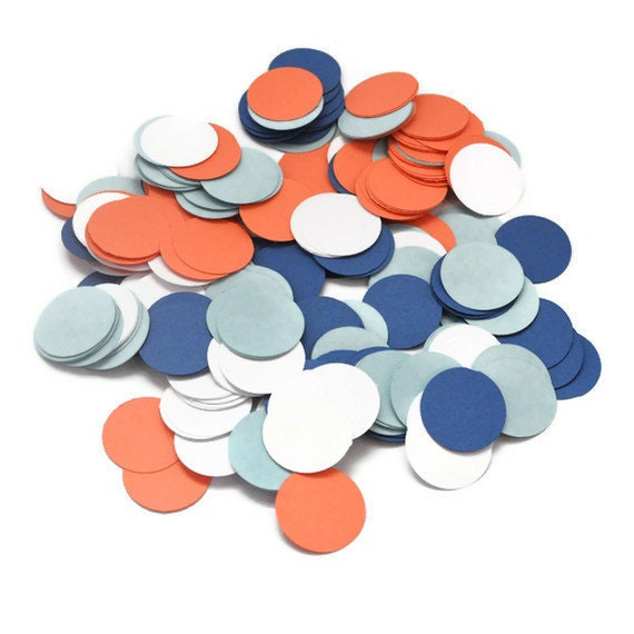 Navy Turquoise Coral and White Wedding Confetti - Birthday Party Decoration - Preppy Decor
