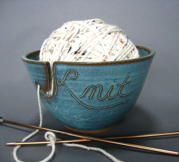 Knitting Yarn Bowl Green (As Featured in Vogue Knitting) Handmade Pottery MADE TO ORDER