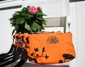 Bag purse wristlet Bridesmaid gifts SET OF 5 - Tree of life in orange cotton canvas  - Handmade Purse  / Wristlet