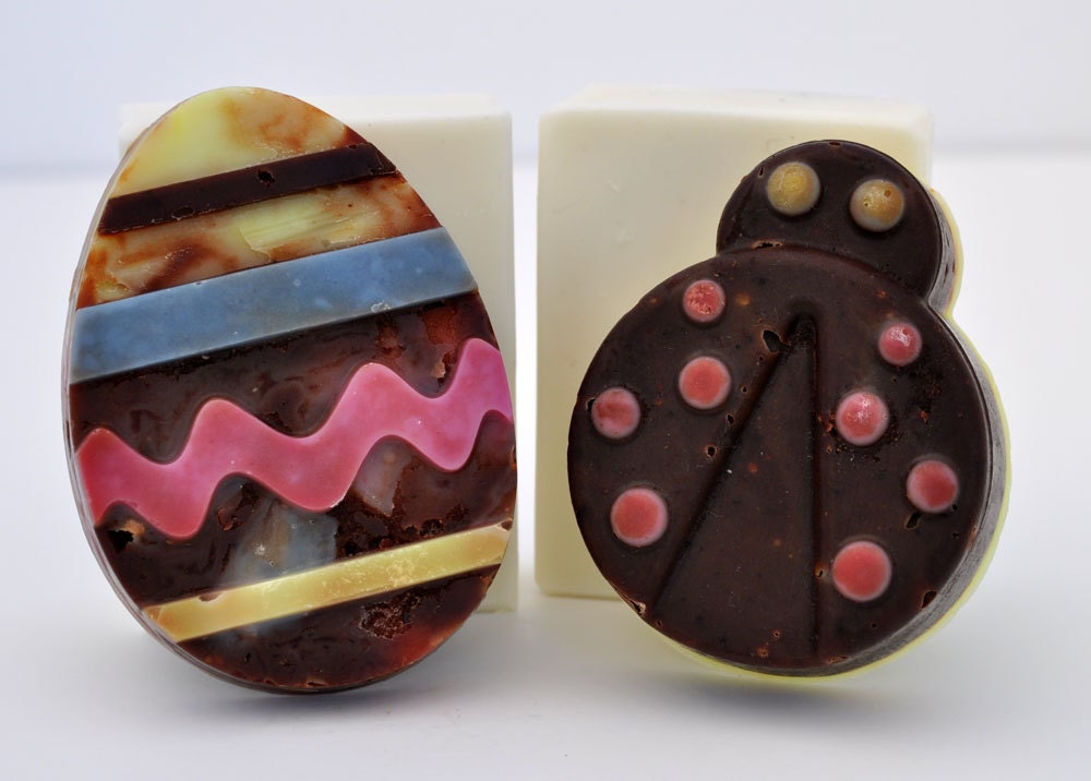 Fun Egg & Lady Bug Soap, Cold Processed, Vegan Friendly