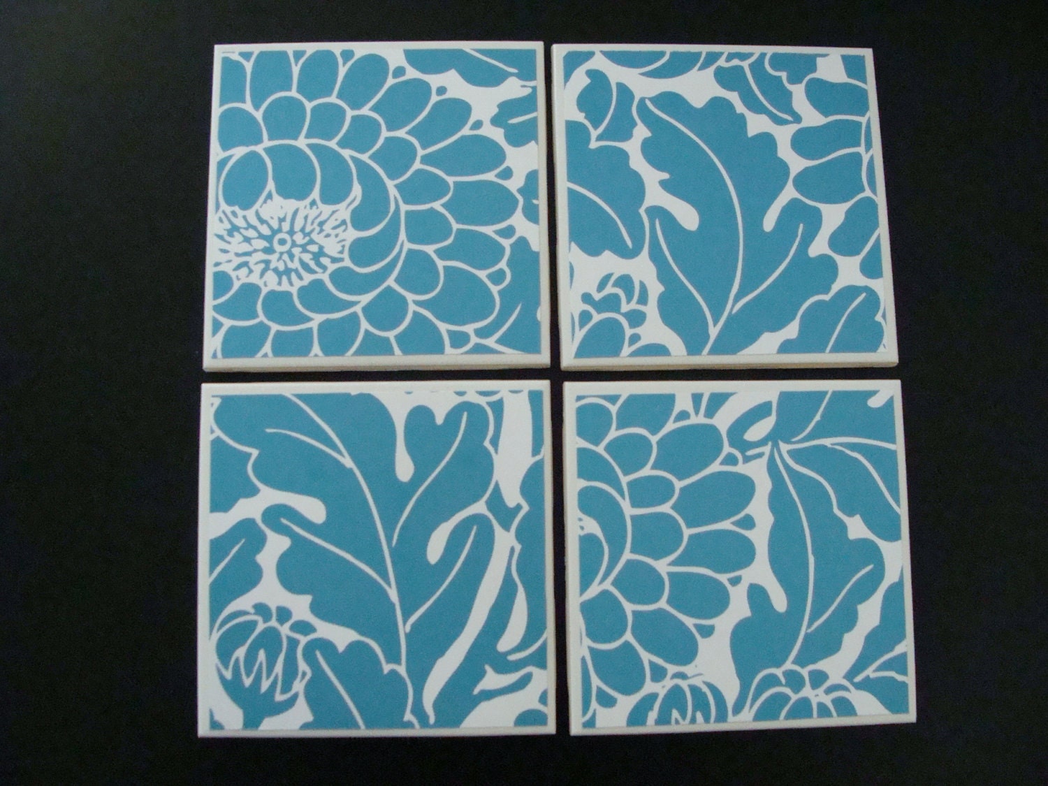 Ceramic Coasters - "Beautifully Blue" - Set of 4