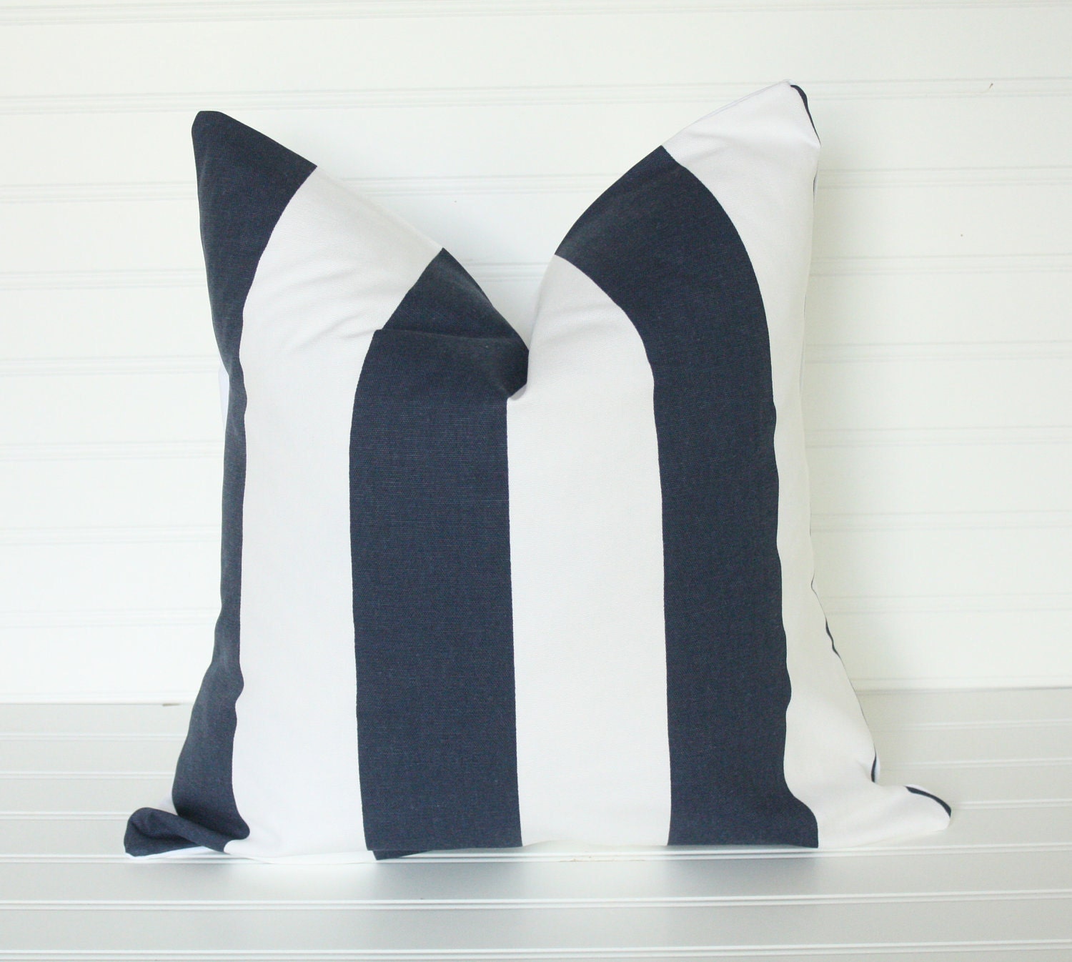 18x18 Navy Bold Stripe Pillow Cover