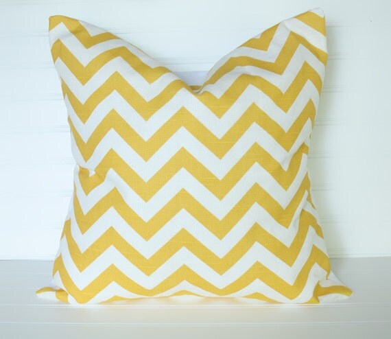 18x18 Chevron Yellow Pillow Cover