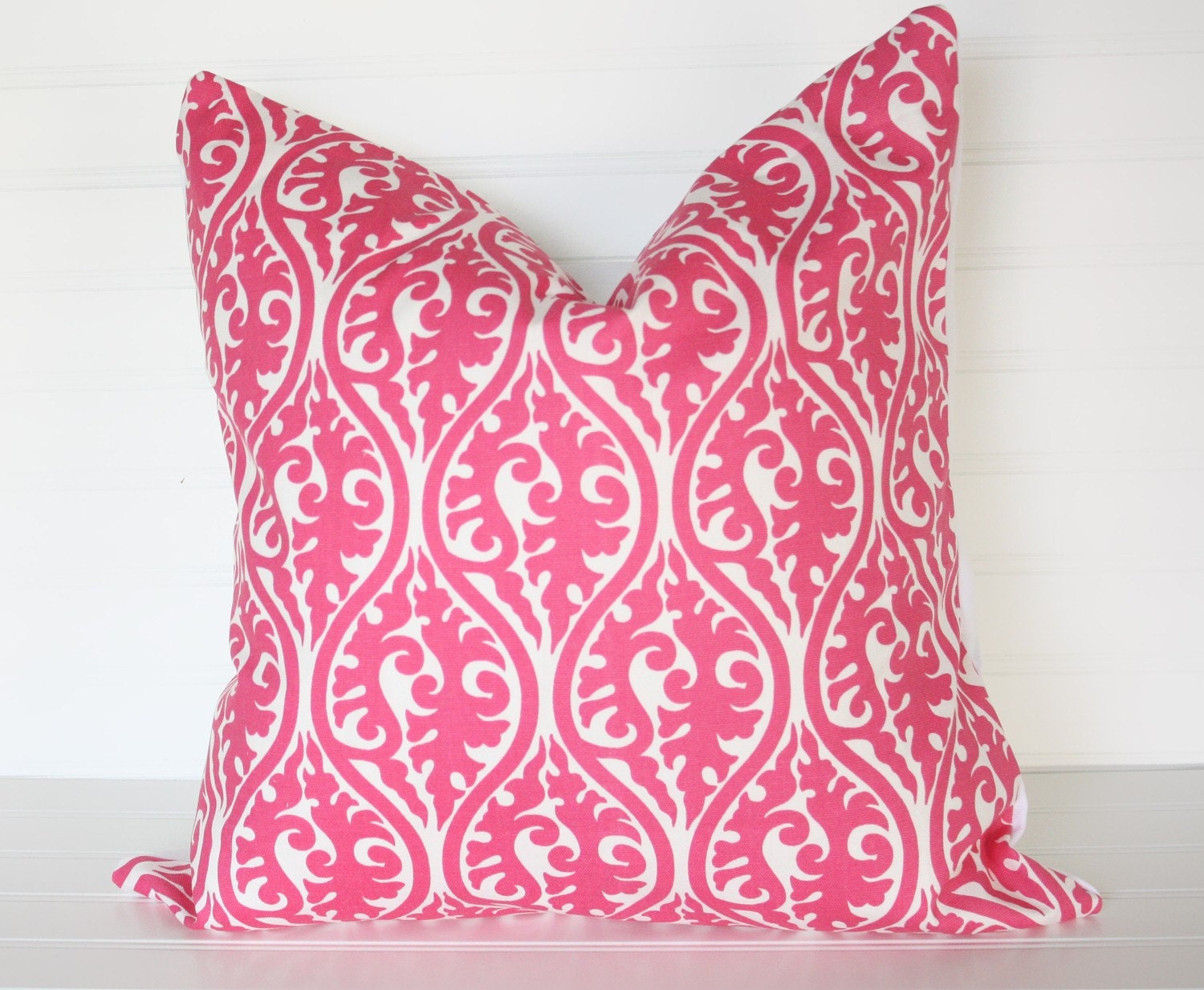 18x18 Pink and White Fancy Pillow Cover