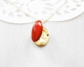 Firey Red Enamel Locket - Photo Keepsake Necklace