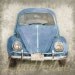 Orange Bug (or CHOOSE your color) - Vintage Style 8x8 or 8x10 - Volkswagen Beetle Nostalgic Car Distressed Home Decor Personalize