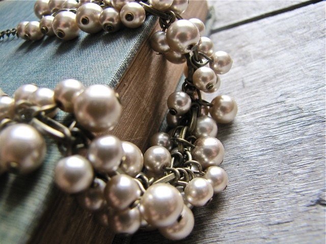 Mocha Pearl Cluster Necklace