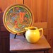 Vintage Mexican Folk Art Pottery Peacock Bird of Paradise Terra Cotta Clay Plate, Serving Platter