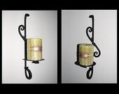 Set of 2 Hand Forged Iron Scroll Candle Sconces by VinTin