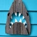 Shark art, made of recycled fence wood. JAWS, Great White, outdoor art