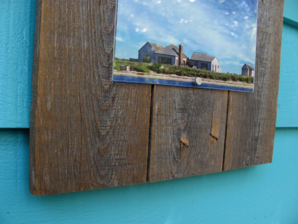 Recycled wood picture frame, 5 X 7, upcycled rustic meets modern cool.
