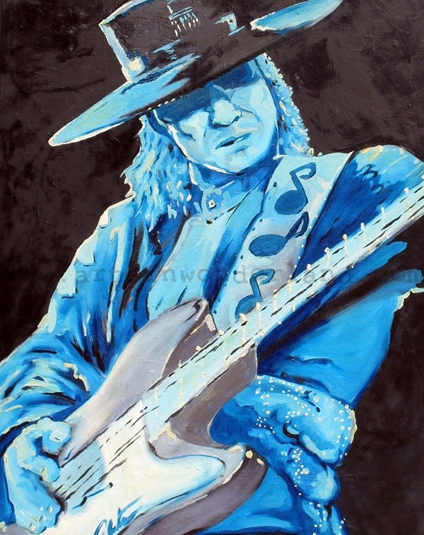 Stevie Ray Vaughn Original Painting Reproduction 11x14 Poster Print Rock n Roll