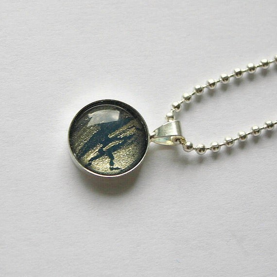 Teal and Gold Crackle Pendant