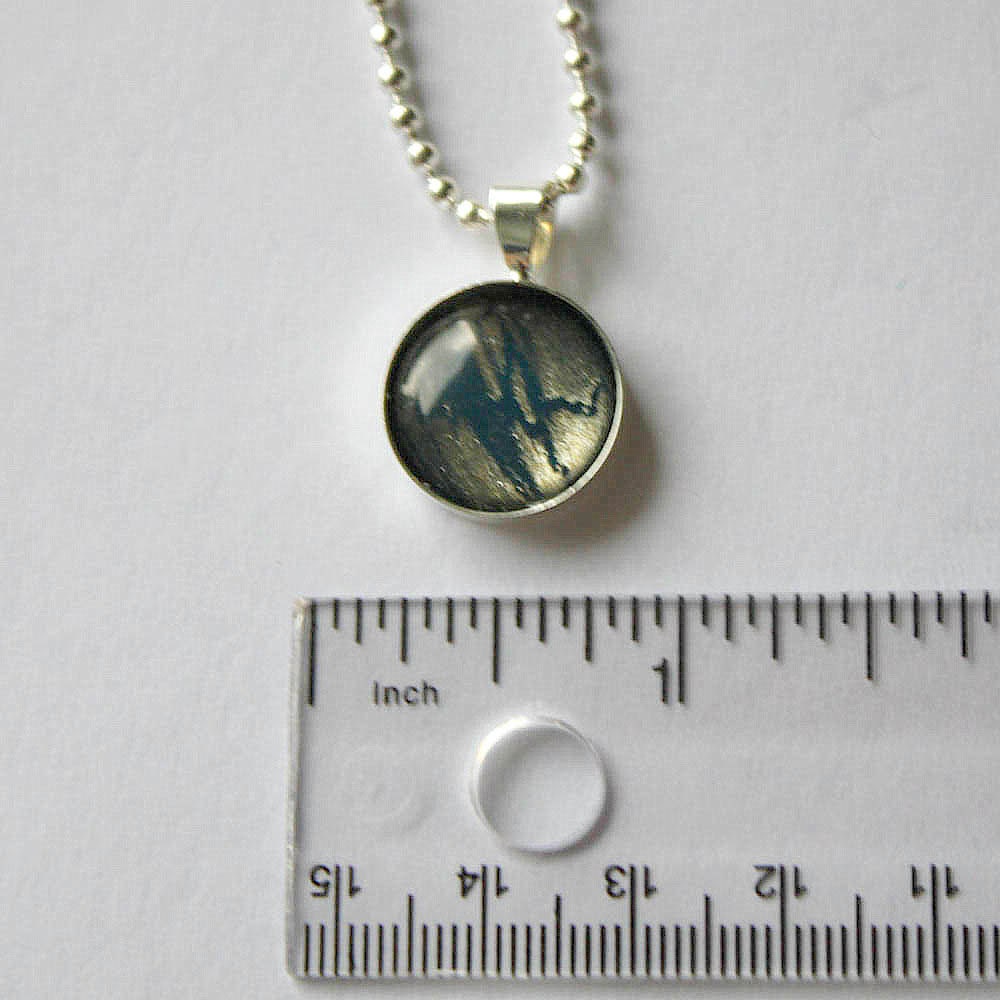 Teal and Gold Crackle Pendant