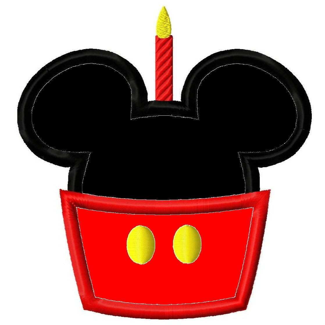 Mr Mouse Candle Cupcake Applique Machine Embroidery Design 4x4 5x7 INSTANT DOWNLOAD