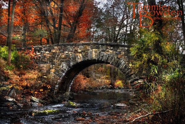 Stone Bridge in Autumn - Original Photograph 8x10 - Rustic Neutral Tones Home Decor Rust Beige Brown Orange