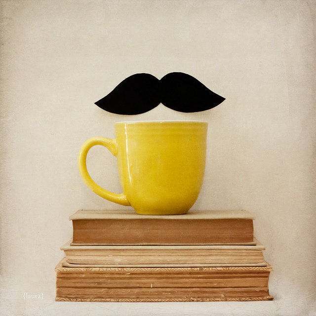 Mustache Photograph - Mr. 'Stache - Surreal Photography  - Dreamy and Vintage Inspired -Mustard Yellow - Home Decor  - Fine Art Photo