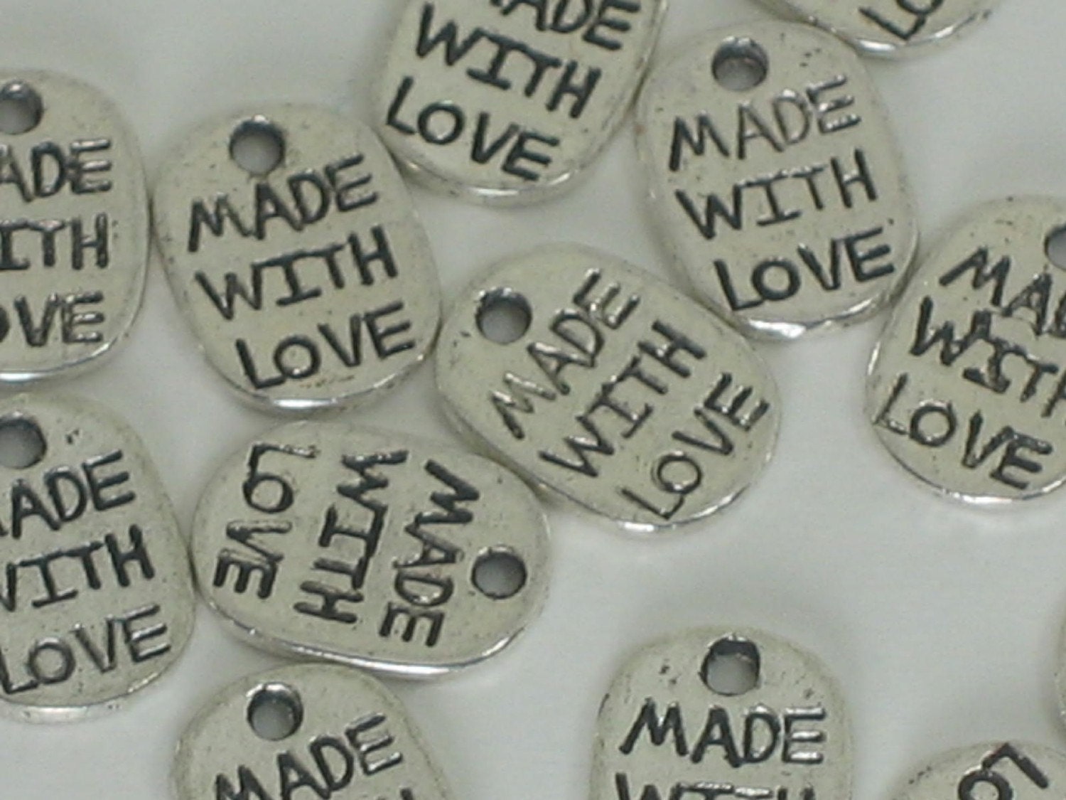 Made With Love - Silver Charms -  20 pieces