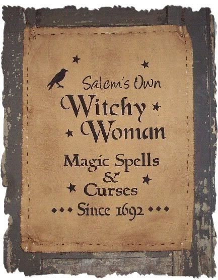 SALEM WITCHY WOMAN Primitive Sign Halloween Fall Witch Wall Hanging