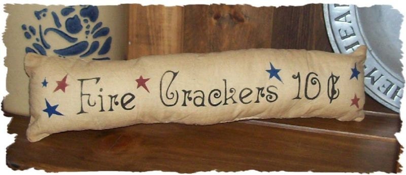 Firecrackers Country  Primitive Americana Colonial Pillow Cupboard Tuck